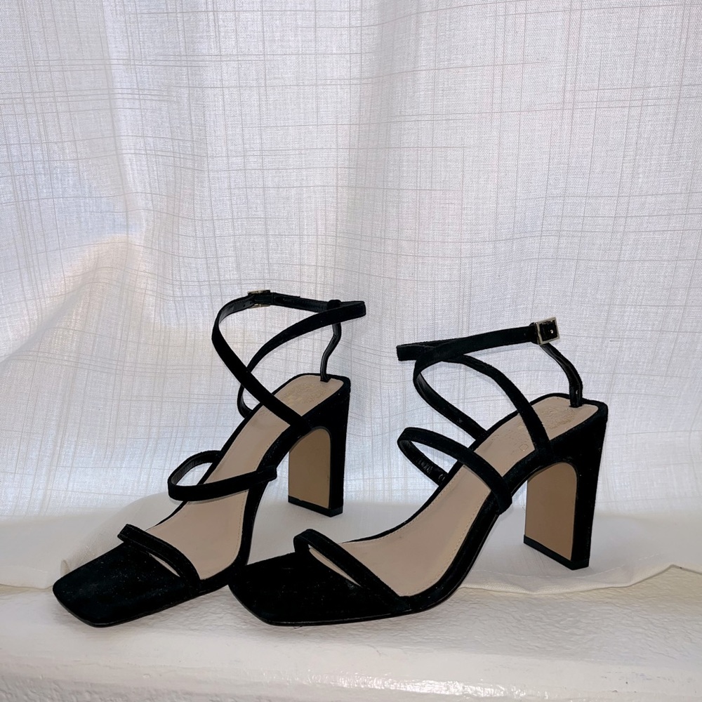 Vince Camuto Black Block Strappy Heels